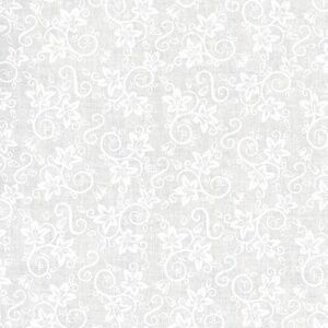 4 YD White on White Tone on Tone 100% Cotton Fabric Quilting Sewing Baby Blooms